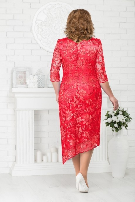Вечернее платье Нинель Шик 7218 красный размер 52-60 #2