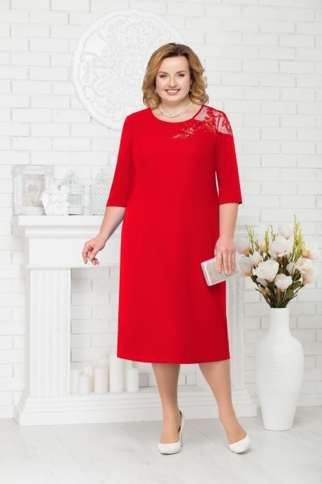 Вечернее платье Нинель Шик 7222 красный размер 56-64 #1