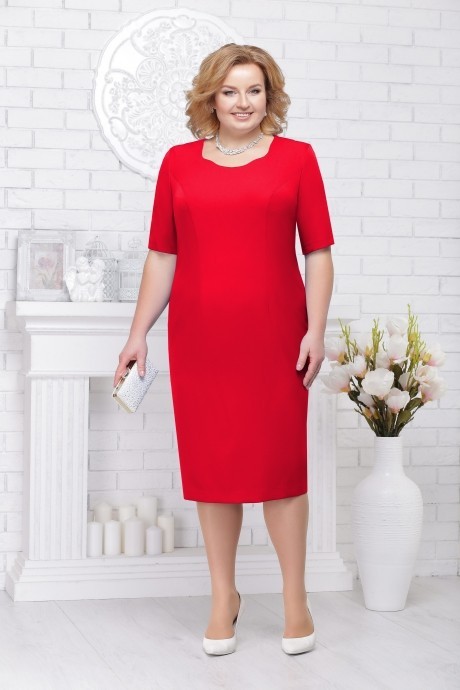 Вечернее платье Нинель Шик 5542 красный+белый размер 54-66 #3