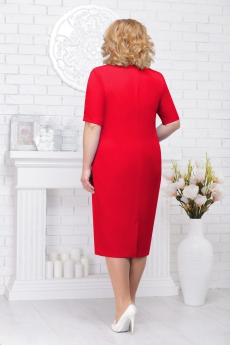 Вечернее платье Нинель Шик 5542 красный+белый размер 54-66 #4