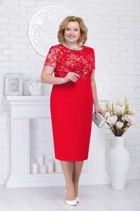 Вечернее платье Нинель Шик 5709 красный размер 54-62 #1