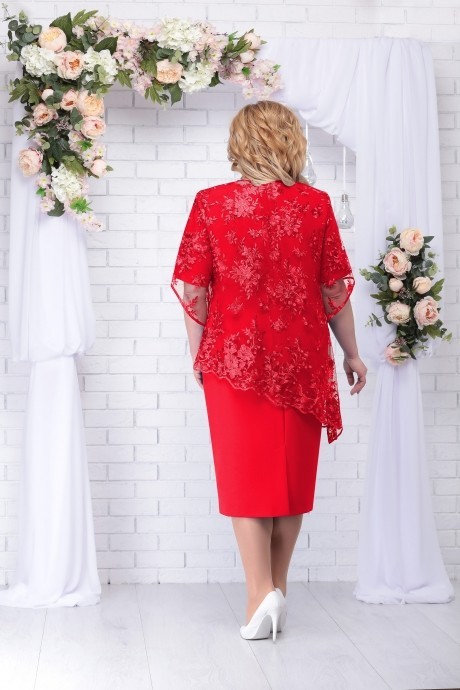 Вечернее платье Нинель Шик 2199 красный размер 56-64 #2