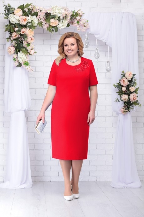 Вечернее платье Нинель Шик 2199 красный размер 56-64 #3