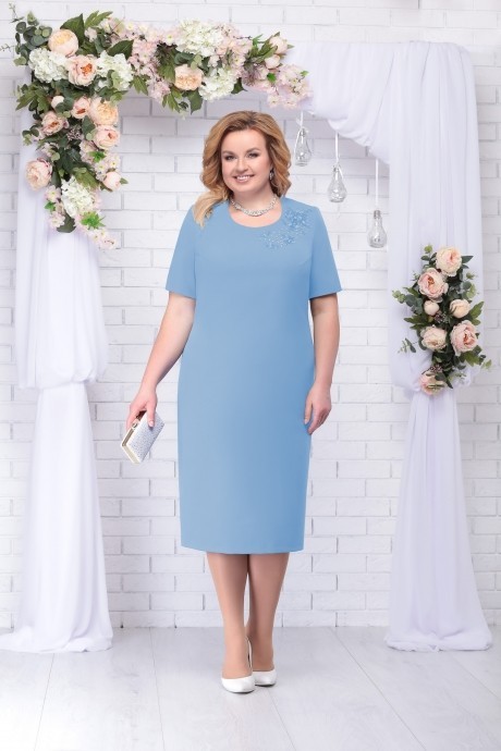 Вечернее платье Нинель Шик 2199 голубой размер 56-64 #3