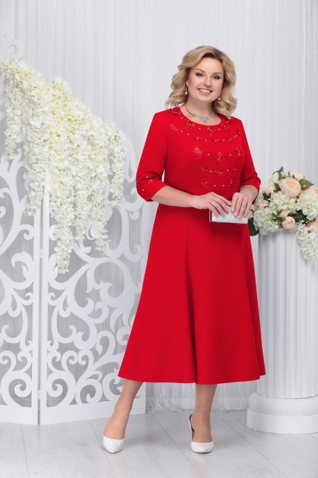Вечернее платье Нинель Шик 2210 красный размер 56-64 #1