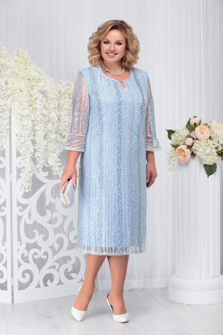 Вечернее платье Нинель Шик 2215 голубой размер 56-64 #1