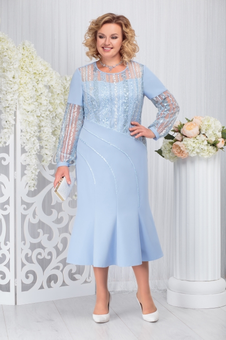 Вечернее платье Нинель Шик 7252 голубой размер 52-60 #1