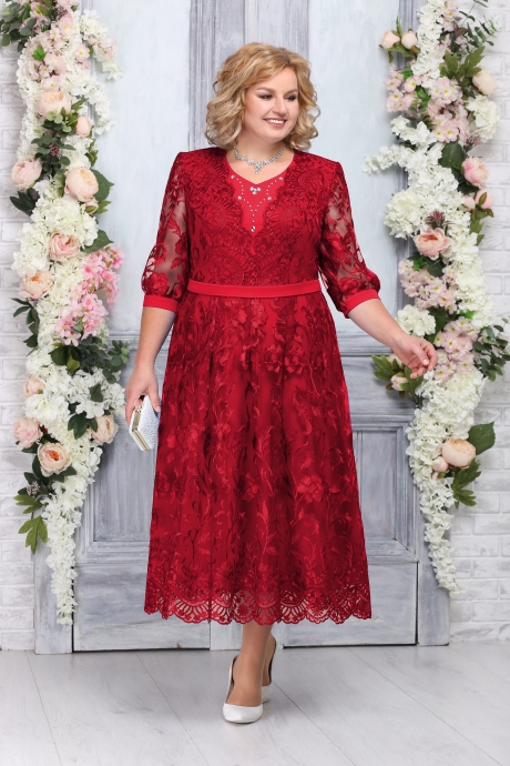 Вечернее платье Нинель Шик 7264 красный размер 52-60 #1