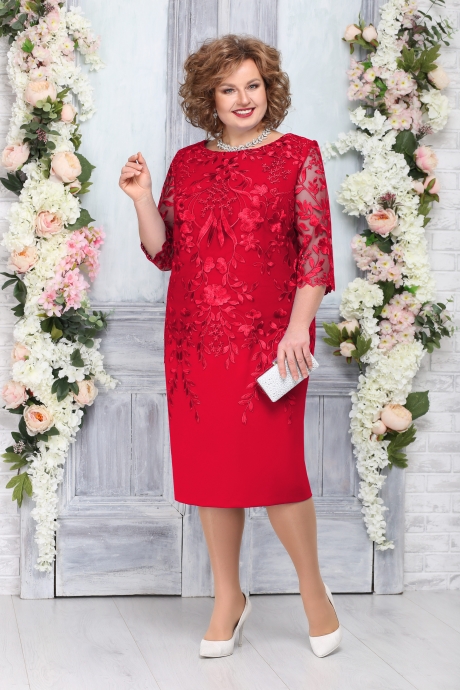 Вечернее платье Нинель Шик 5753 красный размер 50-66 #1
