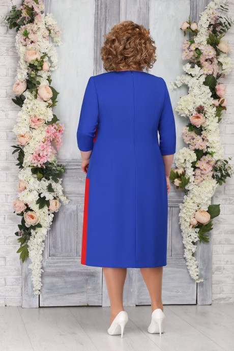 Вечернее платье Нинель Шик 5765 василек+красный размер 54-62 #2