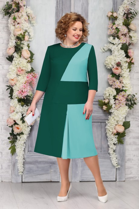 Вечернее платье Нинель Шик 5765 изумруд+светло-зеленый размер 54-62 #1