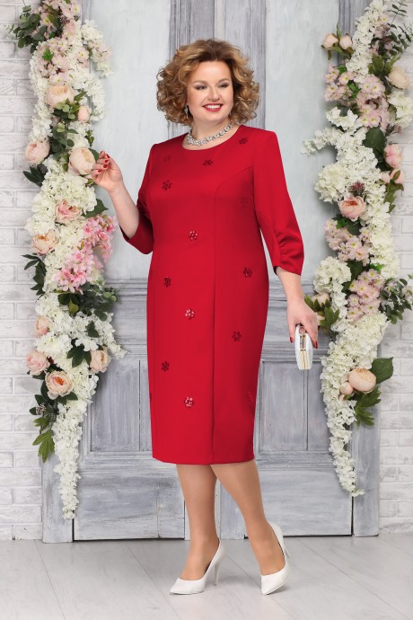 Вечернее платье Нинель Шик 7273 красный размер 54-62 #1
