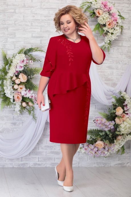 Вечернее платье Нинель Шик 7287 красный размер 54-62 #1