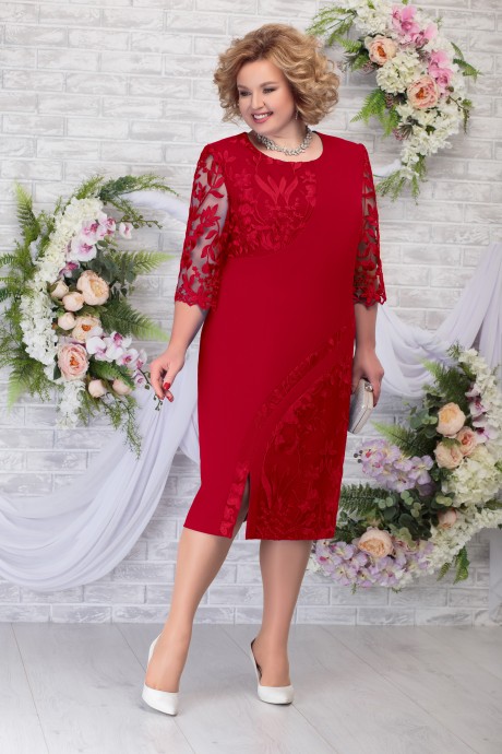Вечернее платье Нинель Шик 7288 красный размер 56-64 #1