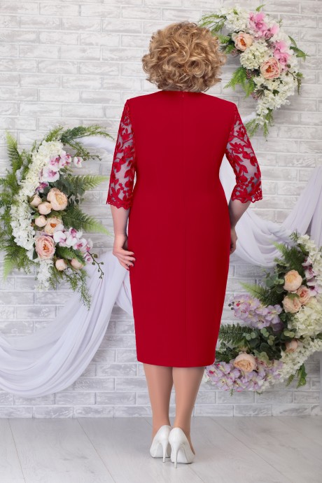 Вечернее платье Нинель Шик 7288 красный размер 56-64 #2