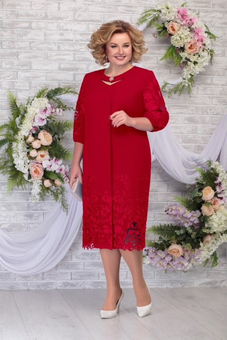 Вечернее платье Нинель Шик 5786 красный размер 54-62 #1