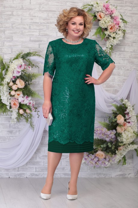 Вечернее платье Нинель Шик 5788 изумруд размер 56-64 #1