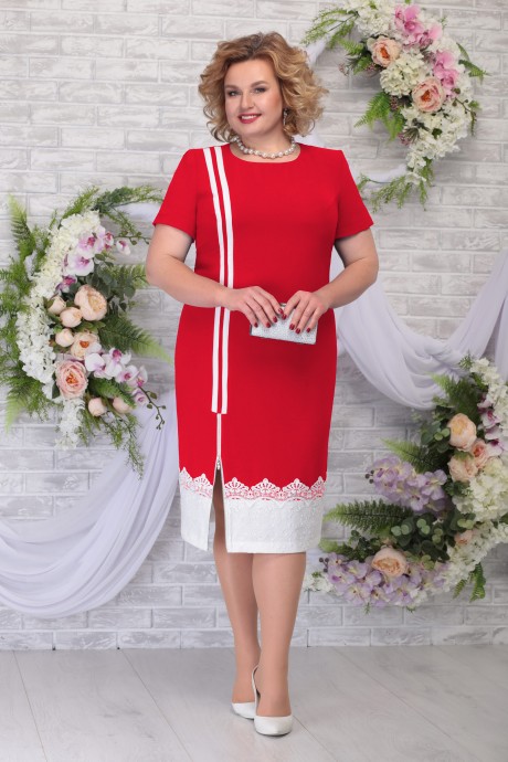 Вечернее платье Нинель Шик 5790 красный размер 52-60 #1