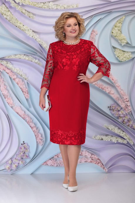Вечернее платье Нинель Шик 7297 красный размер 58-66 #1