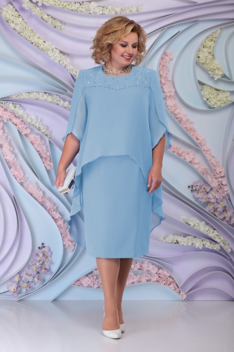 Вечернее платье Нинель Шик 7298 голубой размер 54-62 #1