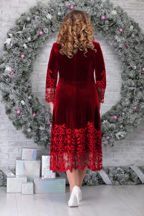 Вечернее платье Нинель Шик 5811 красный размер 48-62 #2
