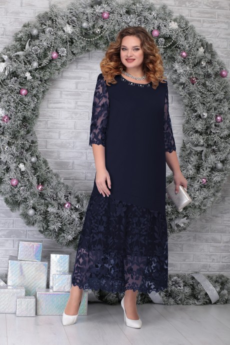 Вечернее платье Нинель Шик 7306 синий размер 54-62 #1