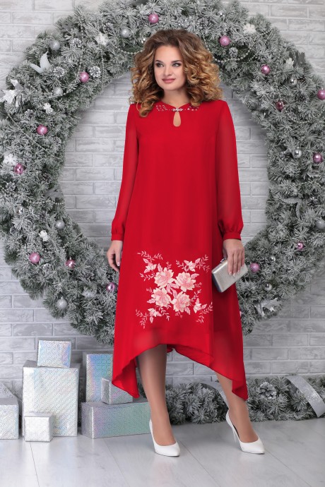 Платье Нинель Шик 7307 красный размер 52-66 #1