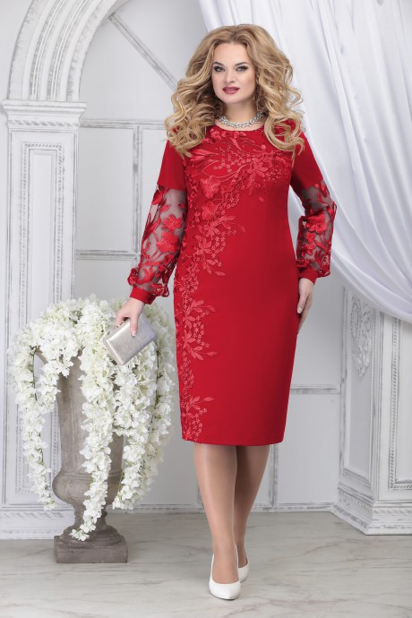 Вечернее платье Нинель Шик 5817 красный размер 48-62 #1