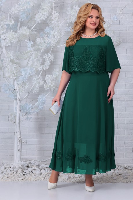 Вечернее платье Нинель Шик 5850 изумруд размер 56-64 #1