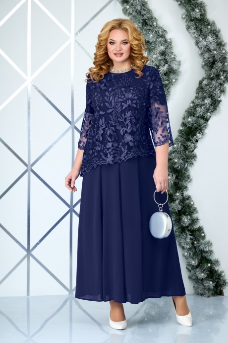 Вечернее платье Нинель Шик 7338 синий размер 58-66 #1