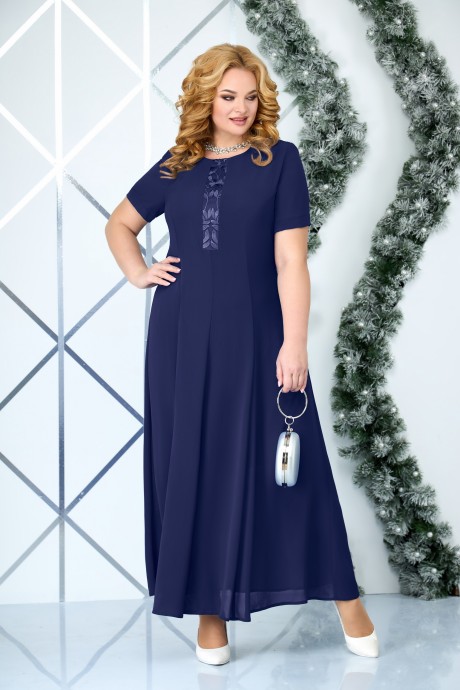Вечернее платье Нинель Шик 7338 синий размер 58-66 #2