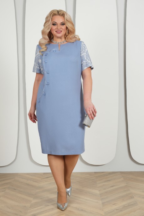 Платье Нинель Шик 5961 голубой размер 52-60 #3