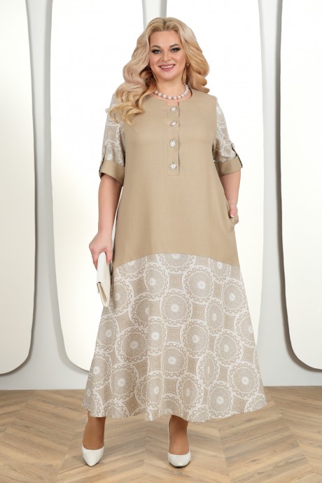 Платье Нинель Шик 7421 бежевый размер 52-60 #1