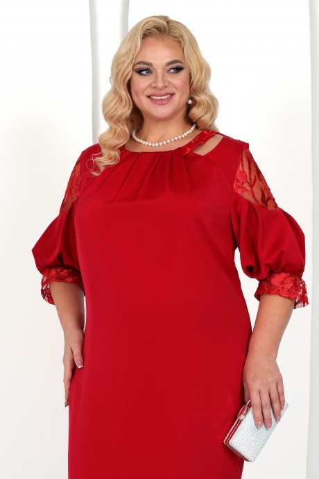 Вечернее платье Нинель Шик 5975 красный размер 52-60 #2