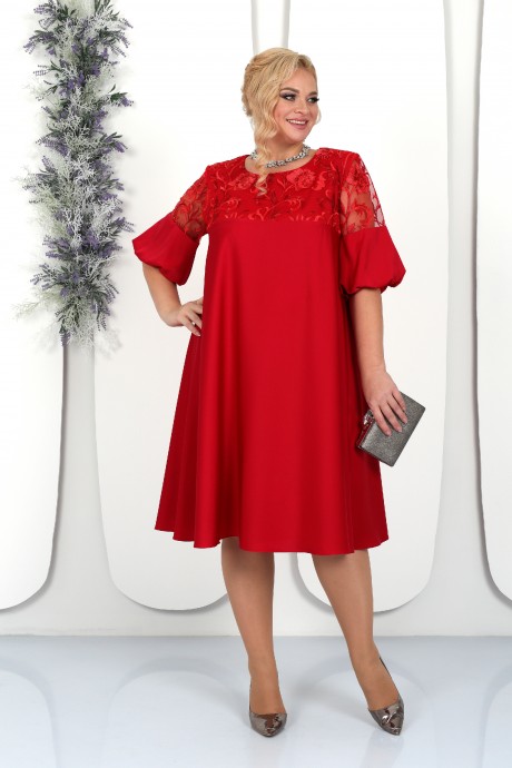 Вечернее платье Нинель Шик 5976 красный размер 52-60 #2