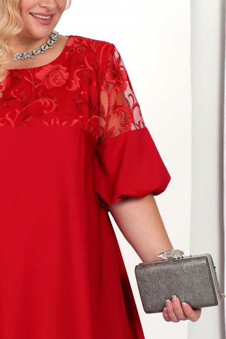 Вечернее платье Нинель Шик 5976 красный размер 52-60 #4