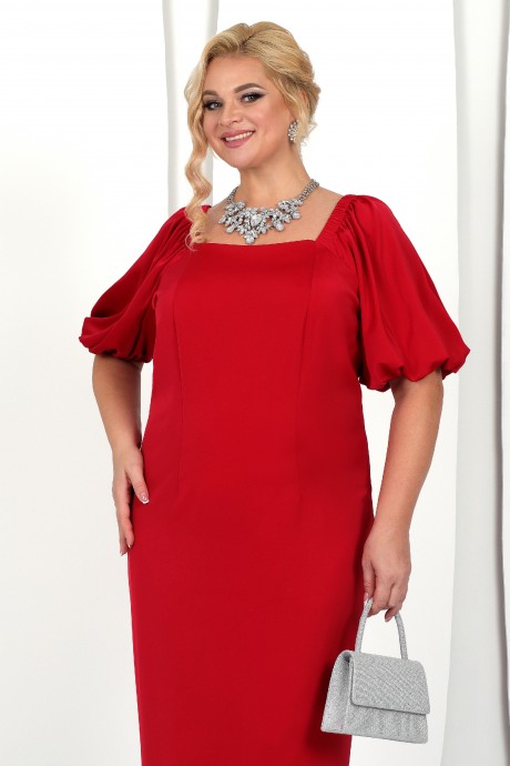 Вечернее платье Нинель Шик 7435 красный размер 52-60 #4