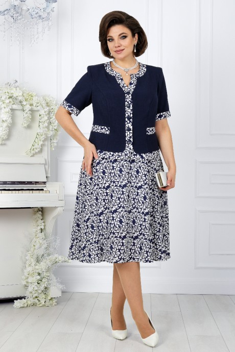 Костюм/комплект NINELE (Нинель Шик ) 5992 двойка синий,хризантемы размер 56-64 #3