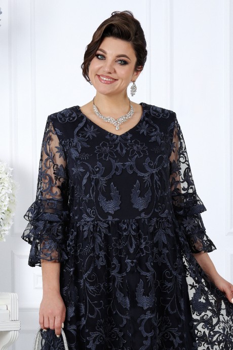 Вечернее платье Нинель Шик 7436 темно-синий размер 52-60 #5
