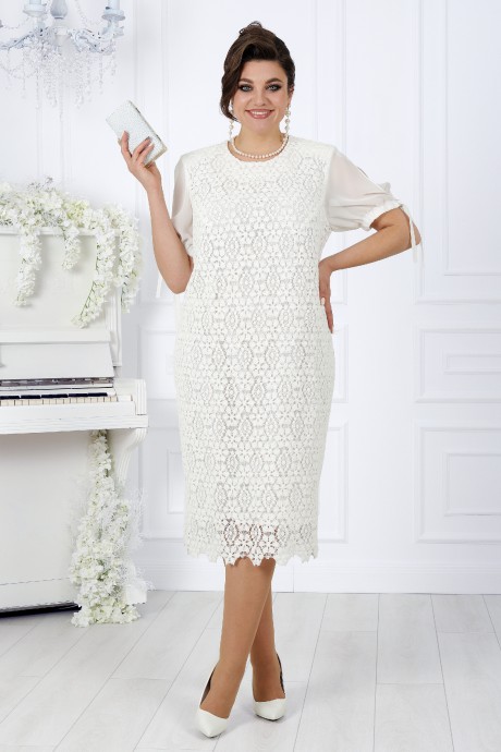 Вечернее платье Нинель Шик 7451 молочный размер 52-60 #2