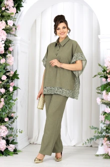 Брючный костюм NINELE 7525 двойка оливка