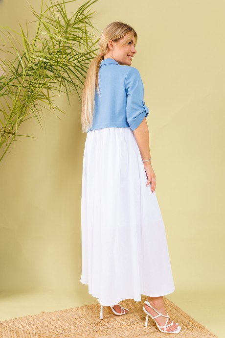 Платье NikVa н365 - 4 голубой, молоко размер 42-56 #4