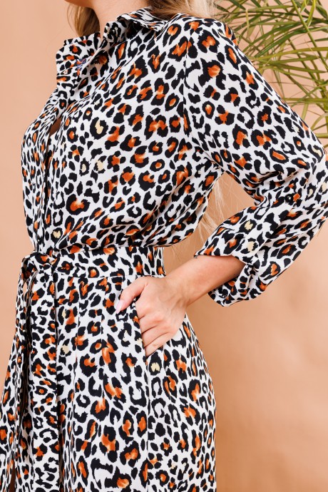 Платье NikVa н368 -1 рыжий леопард размер 42-56 #3