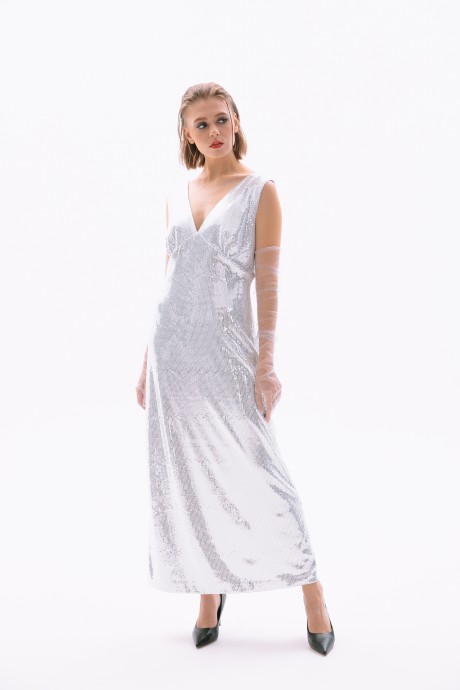 Вечернее платье NikVa н410-2 серебро размер 42-56 #2