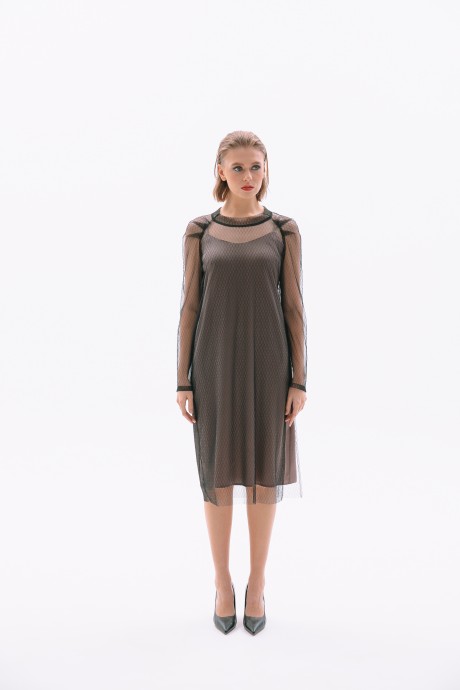Костюм NikVa н415-2 двойка кофе+чёрный размер 42-56 #1