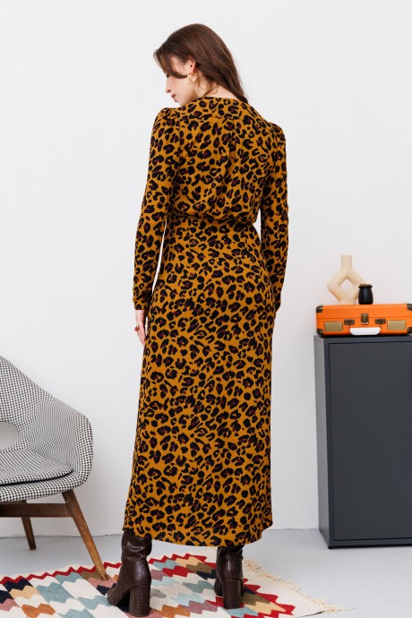 Платье NikVa н448-2 горчичный леопард размер 42-58 #5