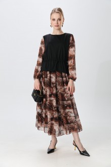 Платье NikVa н740 -26 коричневый, черный