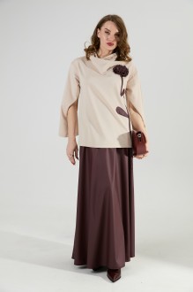 Юбочный костюм NikVa н952 -5 капучино, бордо