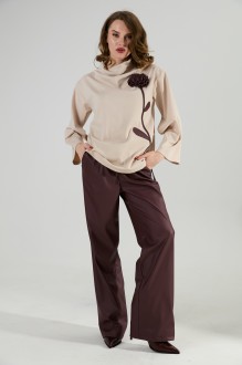 Брючный костюм NikVa н922 -9 капучино, бордо