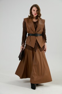 Юбочный костюм NikVa н1033 тройка -1 шоколад